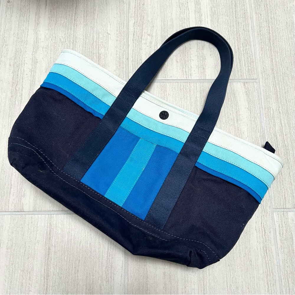 Tory Burch logo blue tote / weekender bag